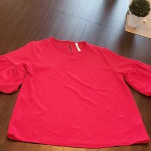 Two Hearts Red Bell Sleeve Top